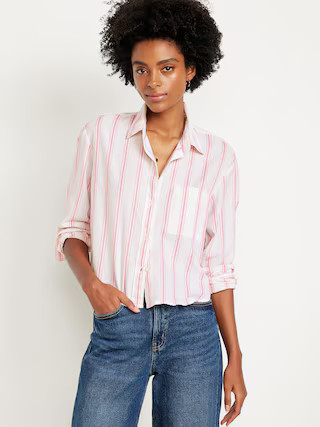 Cropped Button-Down Striped Shirt | Old Navy | Old Navy (US)