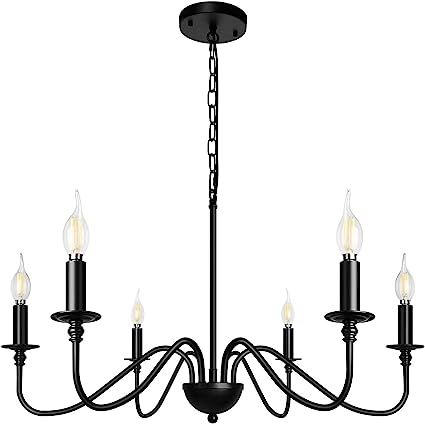 Z-LIGHT 6-Light Chandeliers Black Farmhouse Classic Candle Ceiling Hanging Light Fixture Rustic P... | Amazon (US)