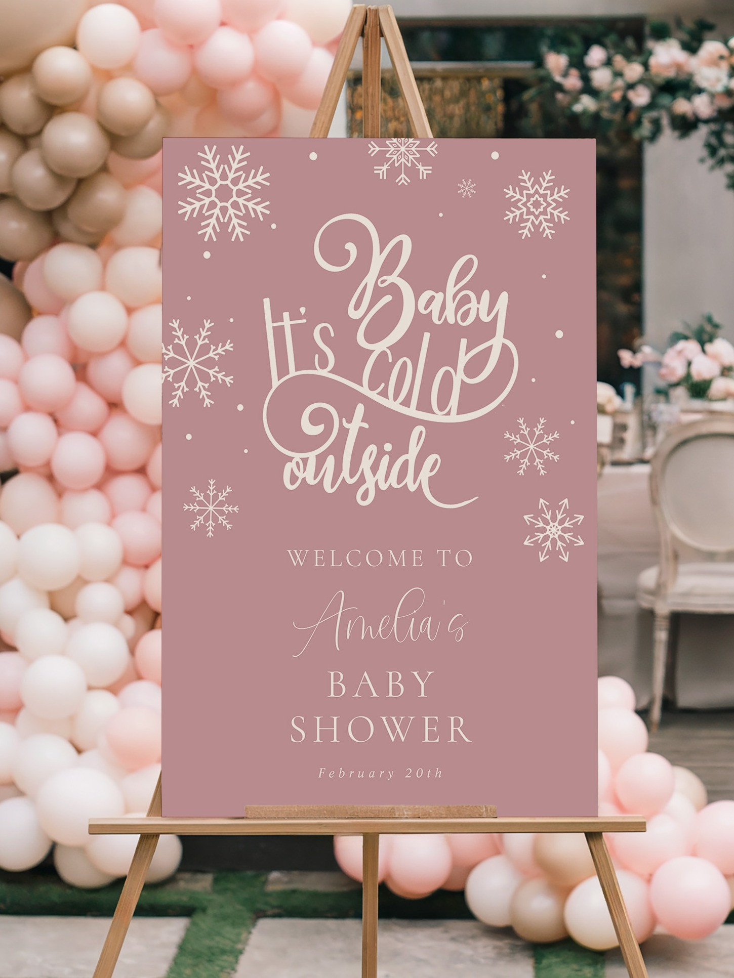 It’s cold outside ❄️ A cozy winter baby shower welcome sign with a soft blush winter feel. 

 #LTKBaby #LTKBump