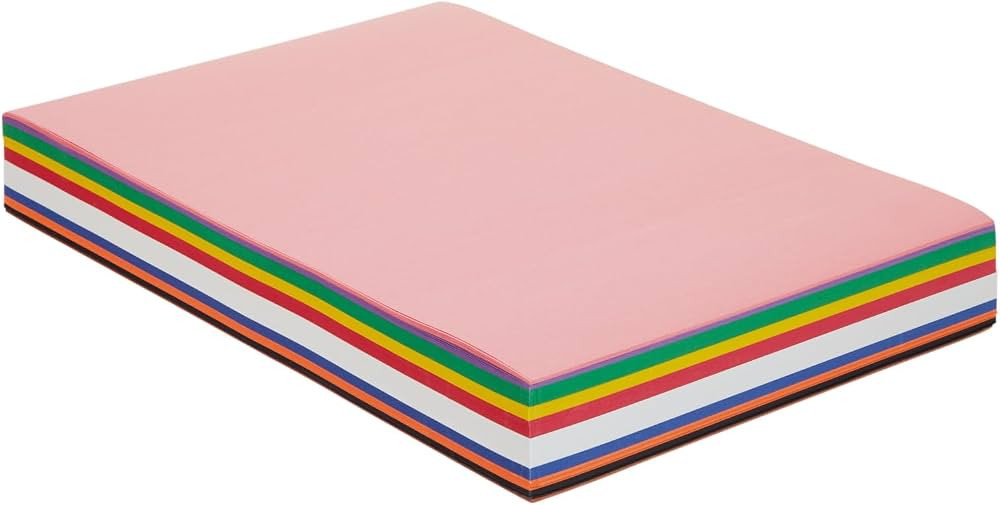 Construction Paper Pack, 10 Assorted Colors, 12 inches x 18 inches, 300 sheets, heavyweight const... | Amazon (US)