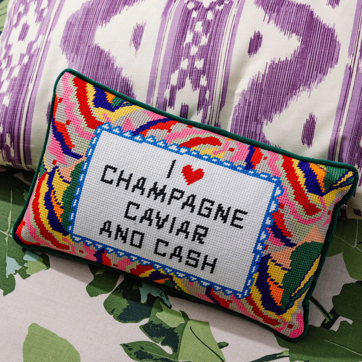 Furbish Studio - Caviar and Cash Needlepoint Pillow | Furbish Studio