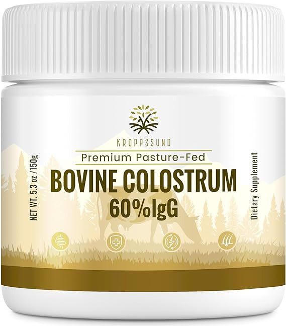 Kroppssund Bovine Colostrum Powder Supplement 3000 mg - Extra High 60% IgG Bovine Colostrum - Gut... | Amazon (US)