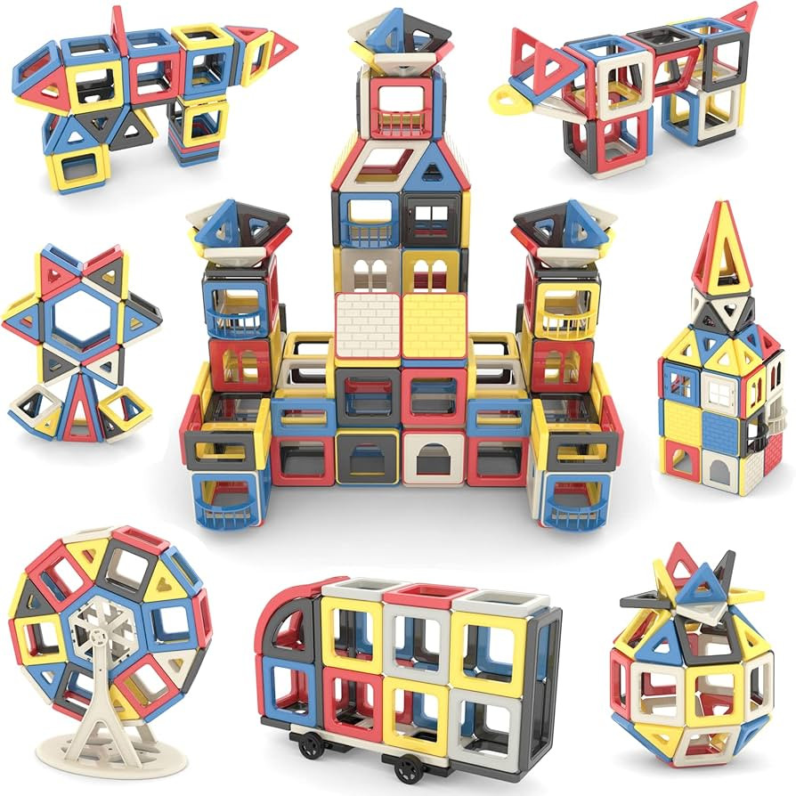 AOMIKS Magnetic Building Tiles 173 Pcs 3D Mini Magnetic Stacking Blocks Kids Learning STEM Toys f... | Amazon (US)