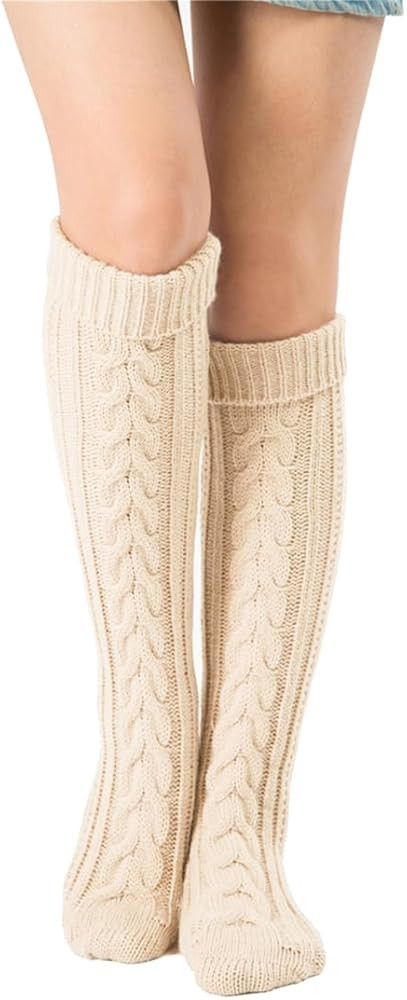 SherryDC Women's Cable Knit Long Boot Stocking Socks Knee High Winter Leg Warmers | Amazon (US)