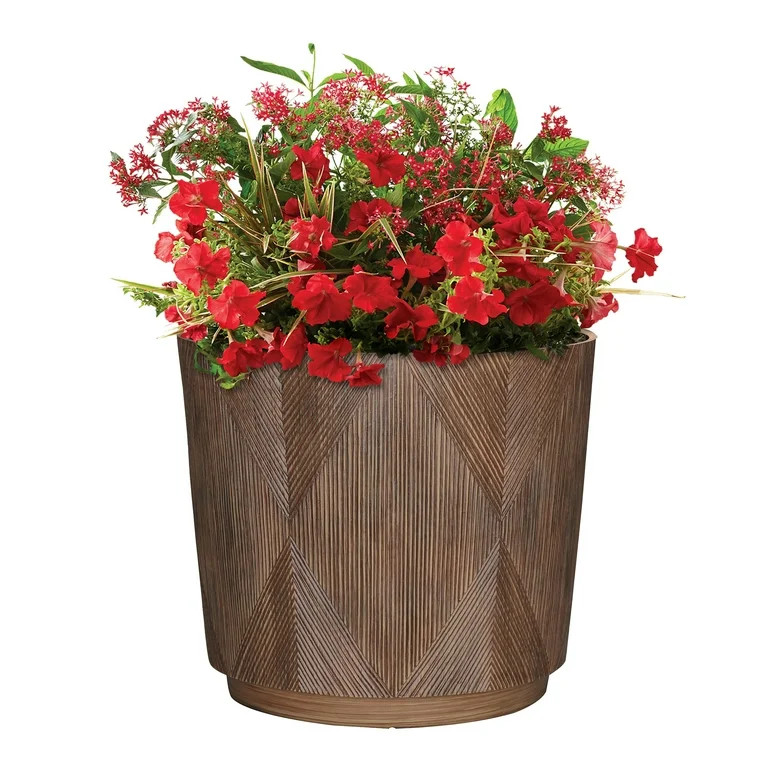 Better Homes & Gardens Hudson Brown Resin Planter, 15.7in x 15.7in x 13.8in - Walmart.com | Walmart (US)