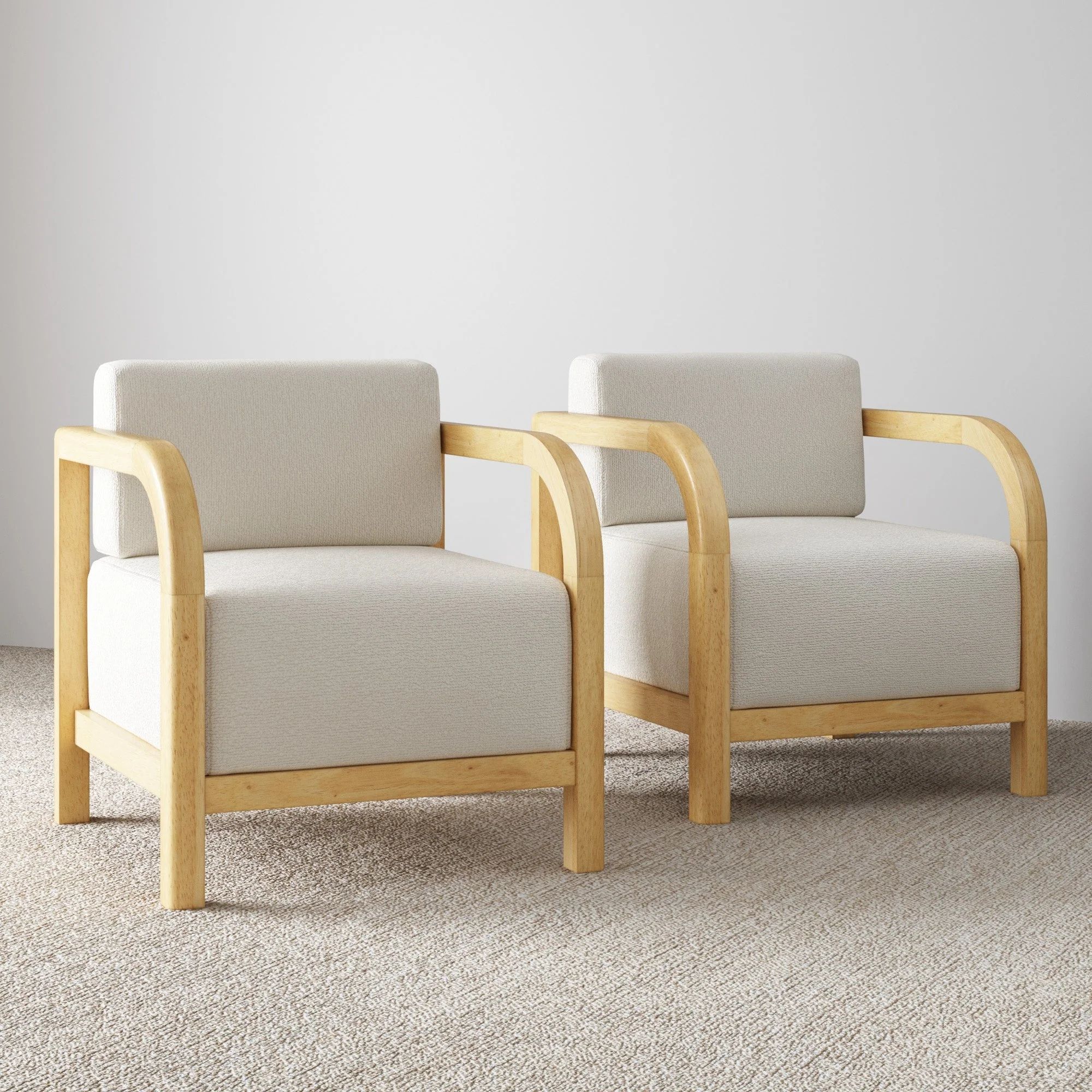 Boucle & Hardwood Accent Chairs Set of 2 | Nathan James