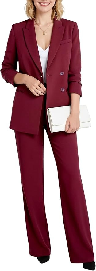 Women's Two Piece Sets Pants Suits Dressy Business Casual Outfits Pantsuits Set Work Office Blaze... | Amazon (US)