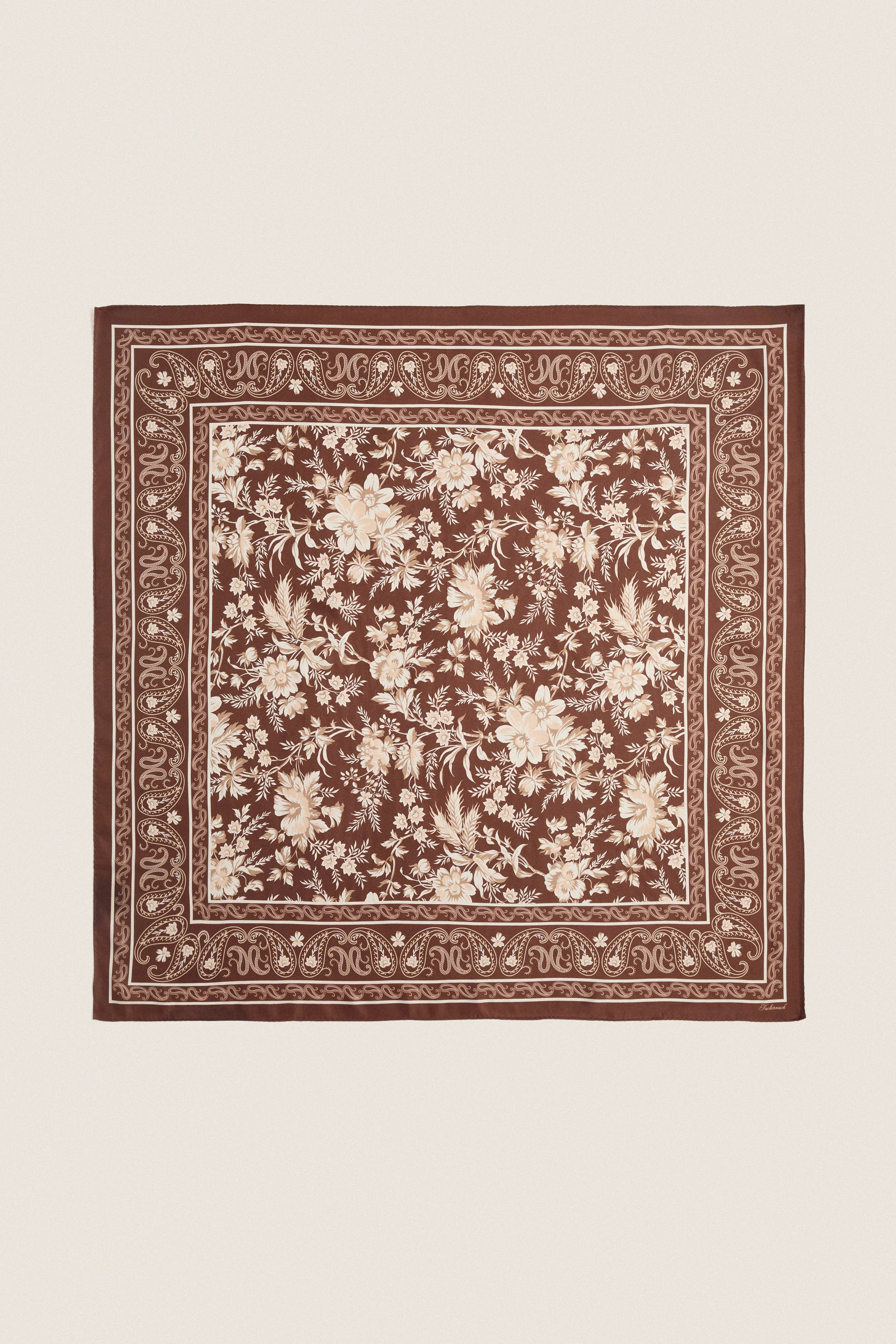 Brown Floral Medium Silk Scarf | Tuckernuck (US)