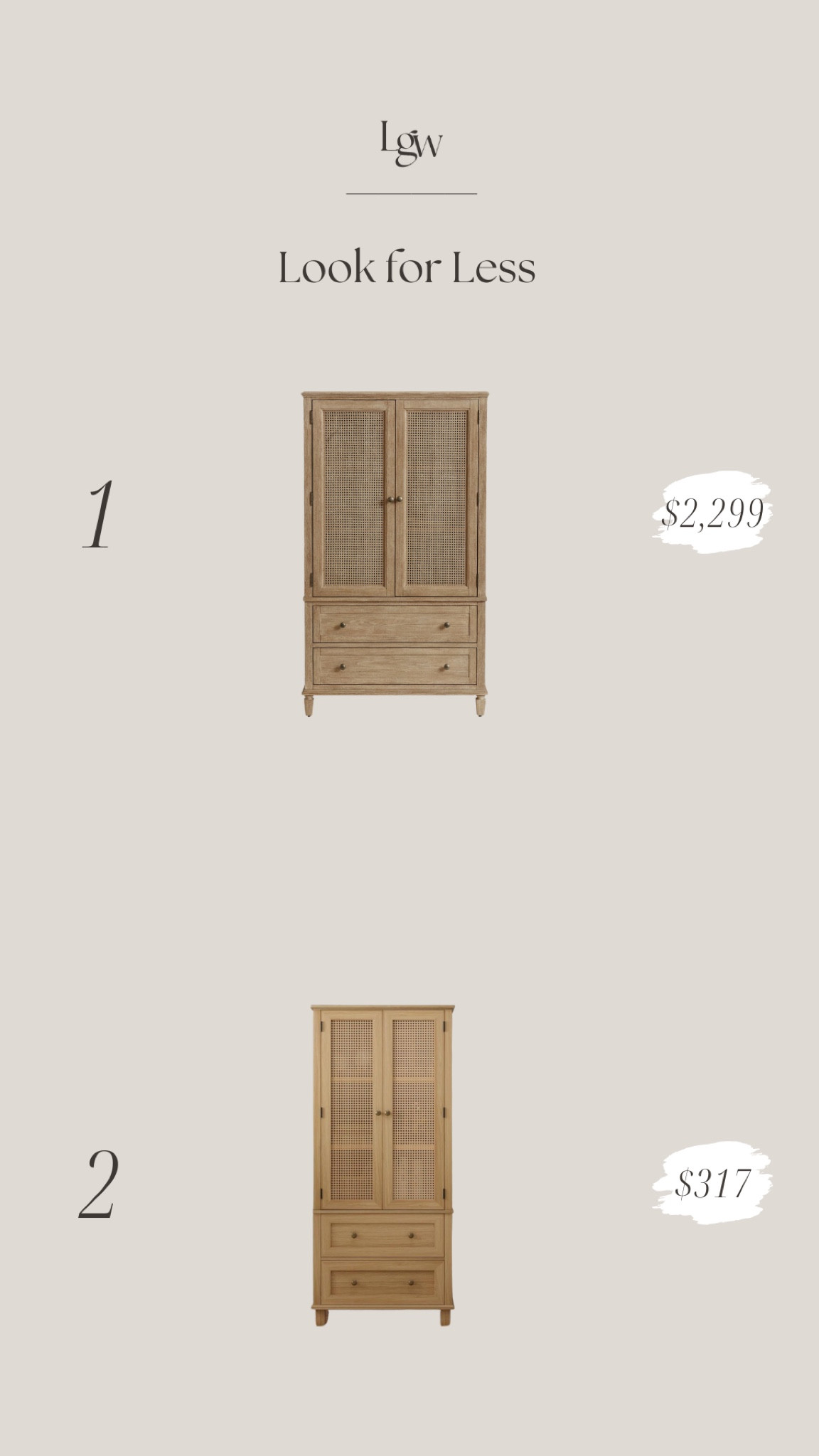 Look for Less — Cane Door Storage Cabinet

#LTKStyleTip #LTKHome