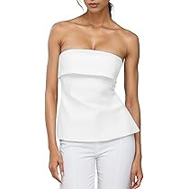 Strapless Tube Tops for Women Backless Going Out Bandeau Top Sexy Trendy Off Shoulder Side Split ... | Amazon (US)
