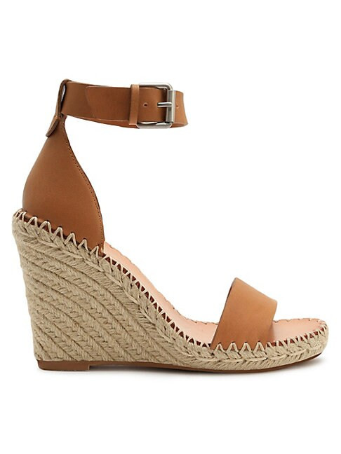 Noor Leather Raffia Platform Wedge Sandals | Saks Fifth Avenue OFF 5TH
