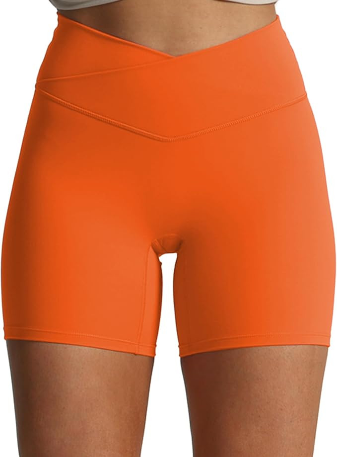Aoxjox Trinity Workout Biker Shorts for Women Cross-waist Crossover High Waisted Exercise Athleti... | Amazon (US)