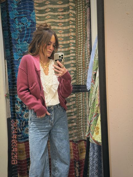 This cardigan is more fitted & true to size for free people 