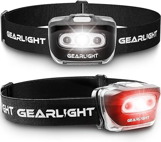 GearLight 2Pack LED Headlamp - Outdoor Camping Headlamps with Adjustable Headband - Leightweight ... | Amazon (US)