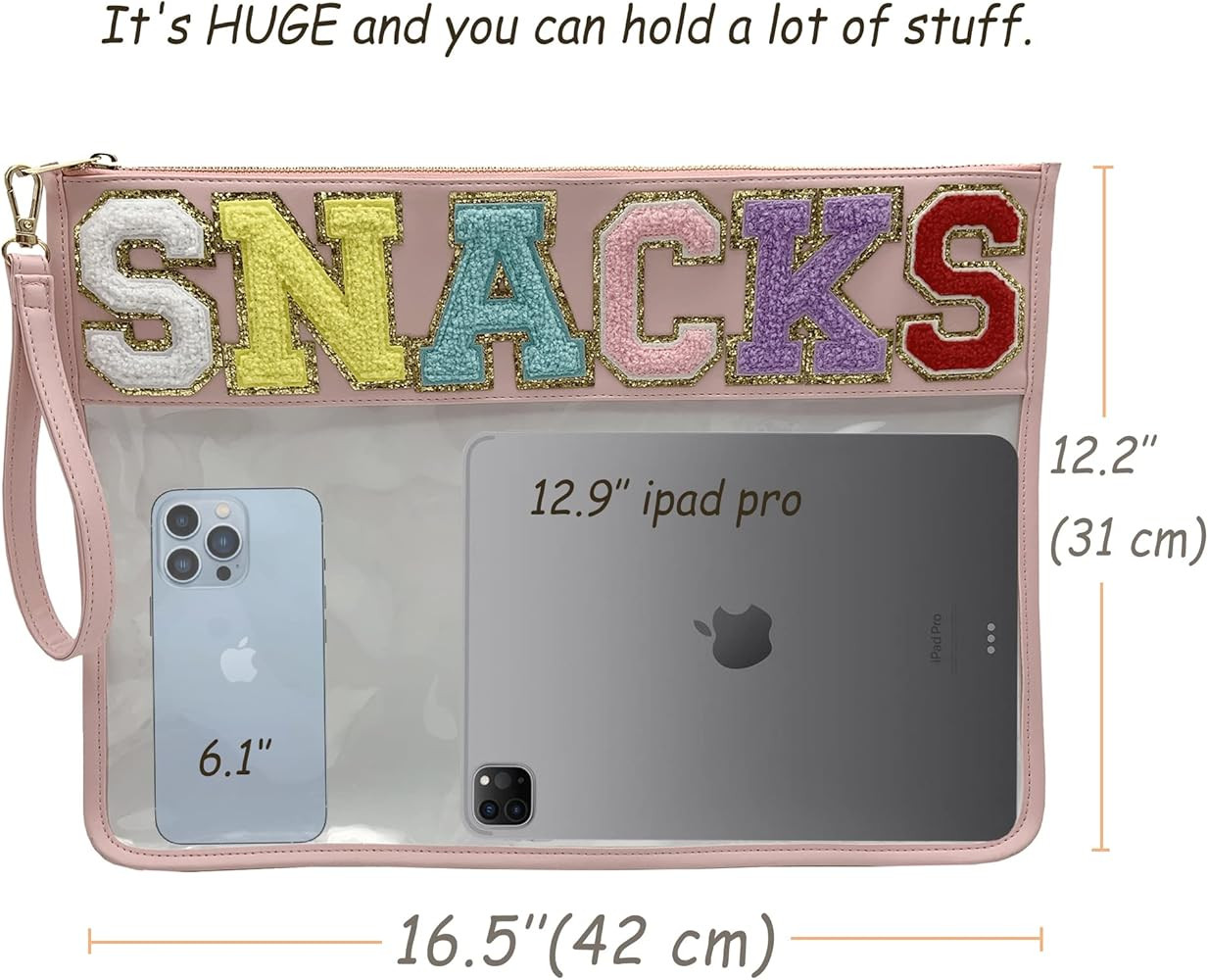 TopTTanBo Chenille Letter Clear Bag Purse Multi-purpose Transparent Waterproof Snacks Makeup Tote... | Amazon (US)