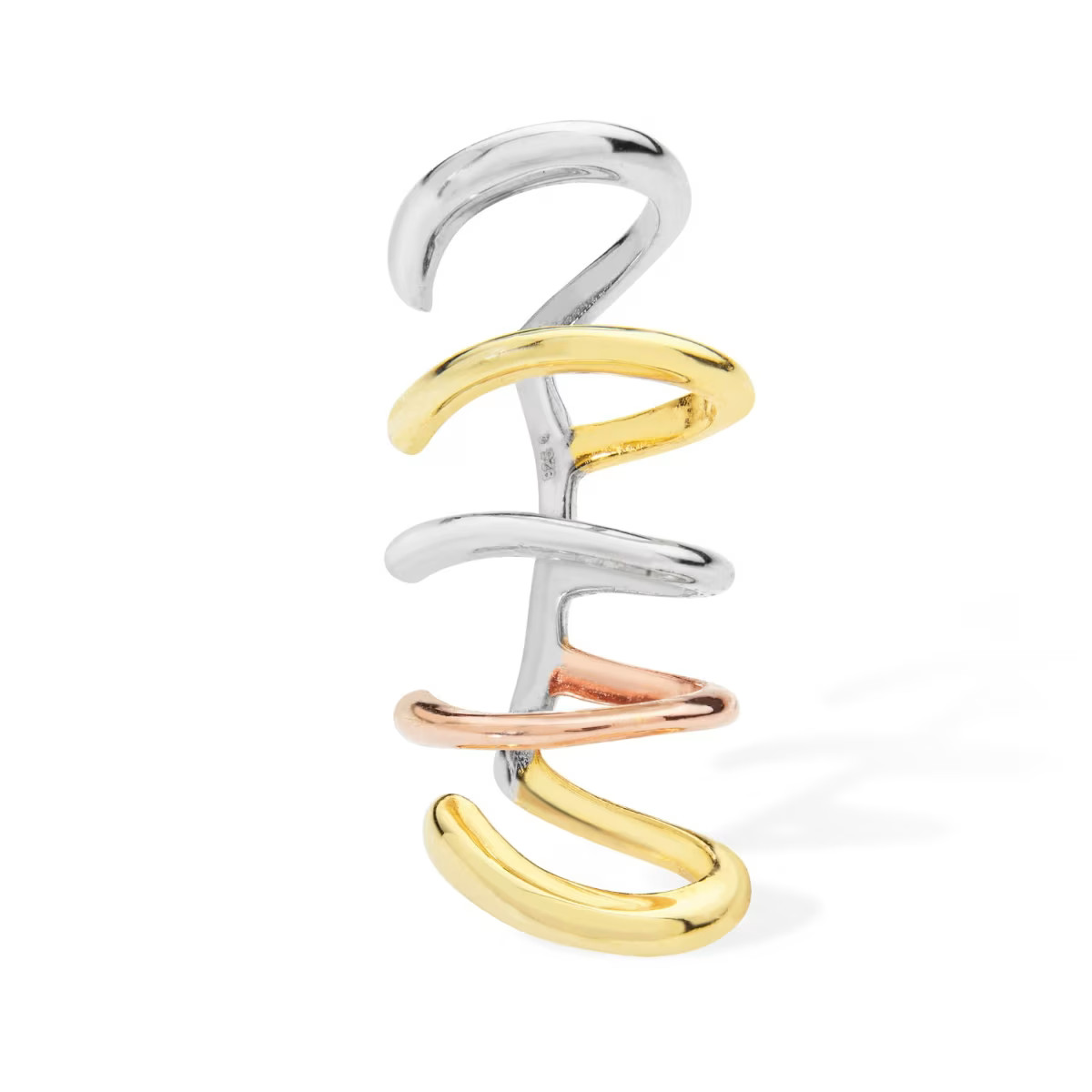 Solid Sterling Silver Waterfall High Ear Multi Colour Cuff | Wolf & Badger