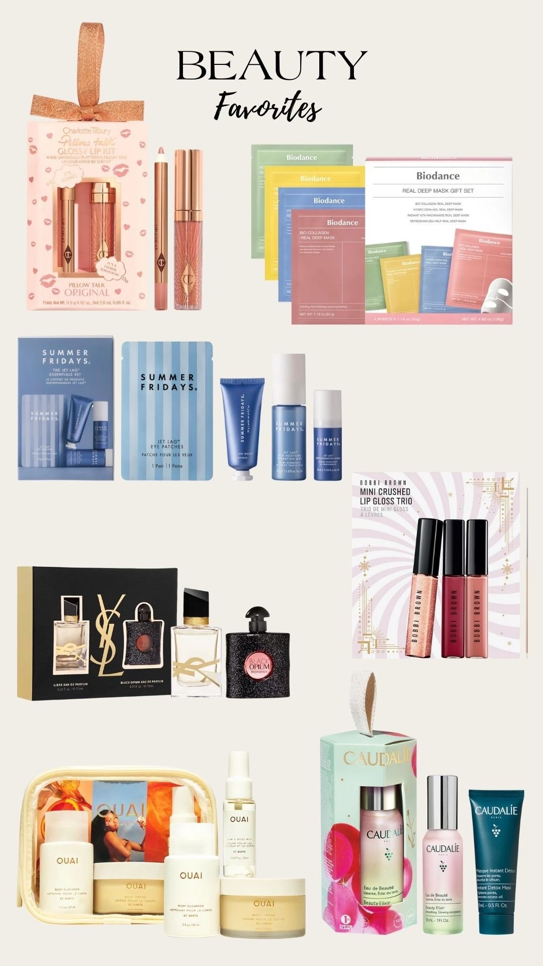 Beauty favorites!

Sephora - Gift sets - Gift guide - Charlotte Tilbury - YSL - Summer Fridays - Bobbi brown - Ouai - Caudalie - Gift ideas - Last minute gift ideas 

#LTKGiftGuide #LTKHoliday #LTKBeauty