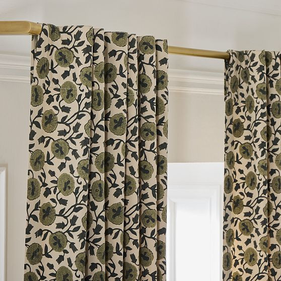 Laney Floral Curtain, 48x96", Elm, Set of 2 | West Elm (US)
