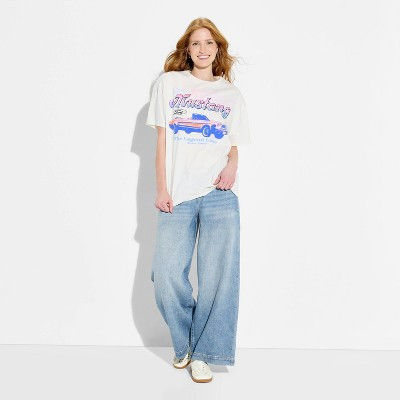 Women's Ford Mustang OS Short Sleeve Graphic T-Shirt - White M | Target