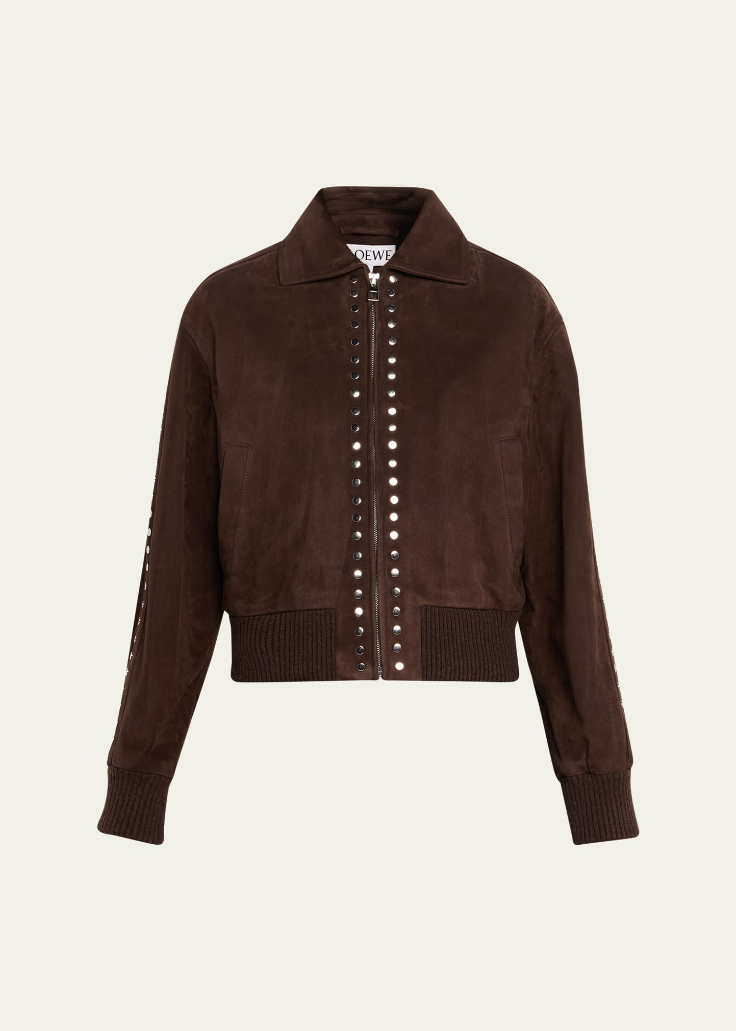 Loewe Studded Suede Bomber Jacket | Bergdorf Goodman