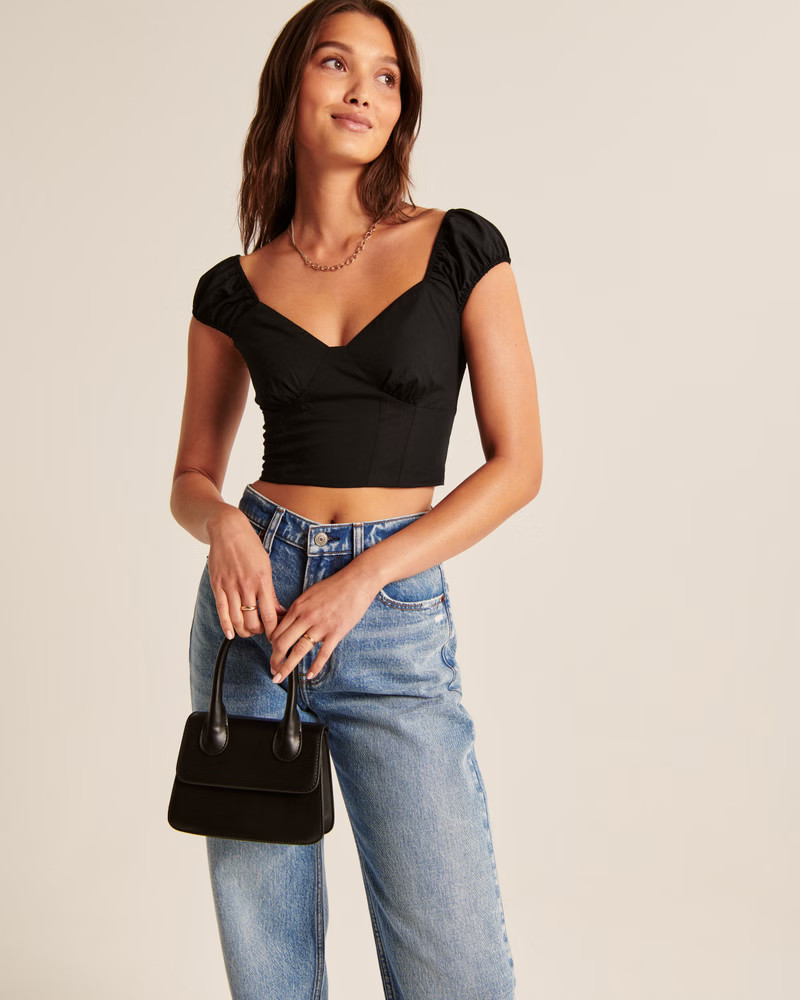 Women's Cap Sleeve Poplin Top | Women's New Arrivals | Abercrombie.com | Abercrombie & Fitch (US)