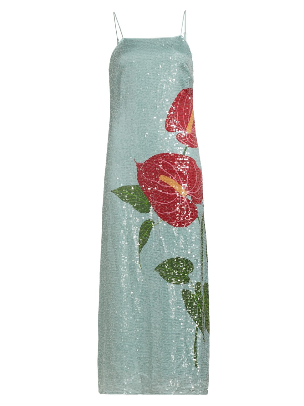 Women's Sequined Anthurium Slip Maxi Dress - Blue - Size XXS | Saks Fifth Avenue