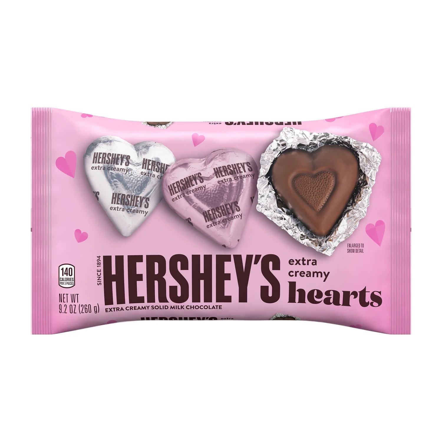 HERSHEY'S Extra Creamy Solid Milk Chocolate Hearts Candy, Valentine's Day, 9.2 oz, Bag - Walmart.... | Walmart (US)