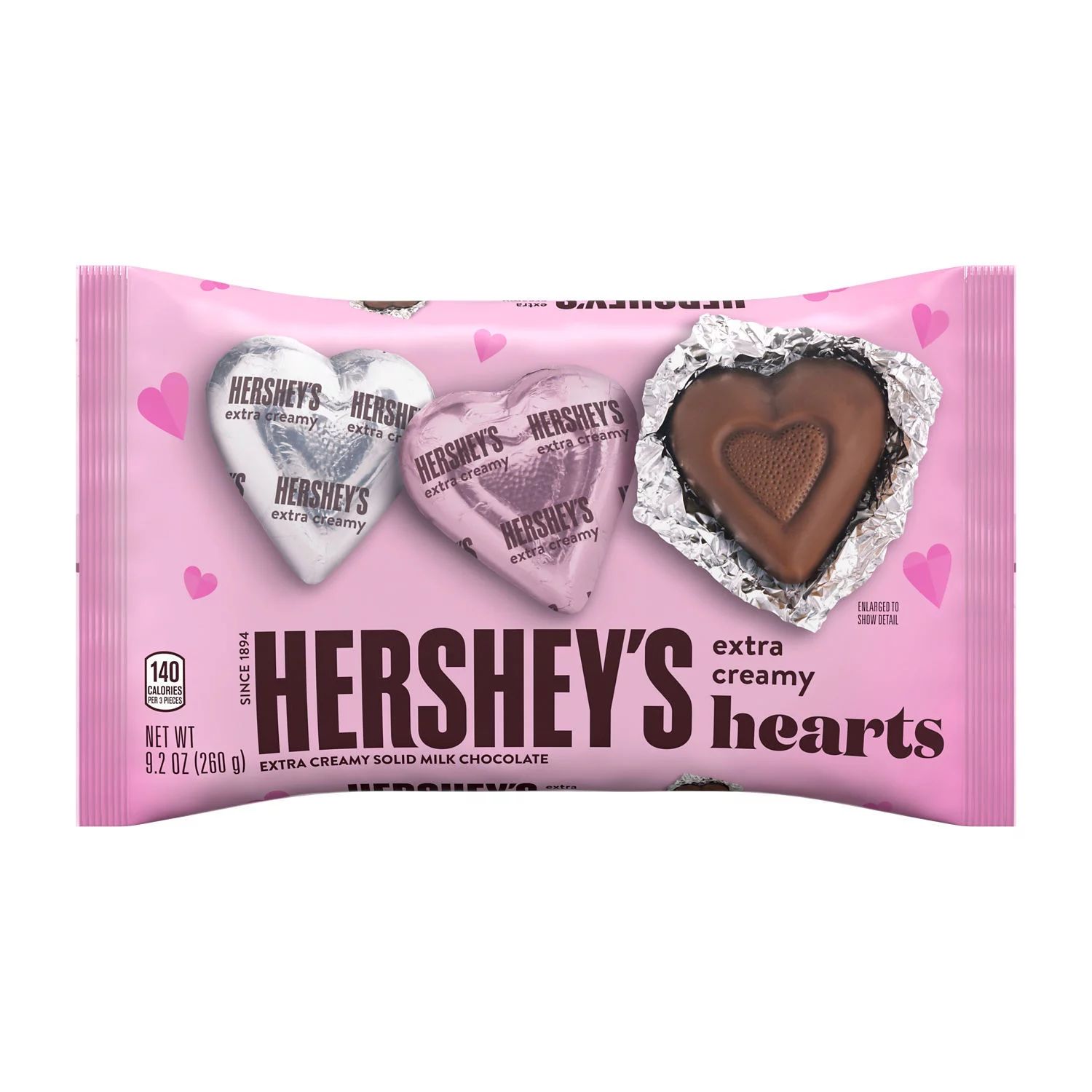HERSHEY'S Extra Creamy Solid Milk Chocolate Hearts Candy, Valentine's Day, 9.2 oz, Bag | Walmart (US)