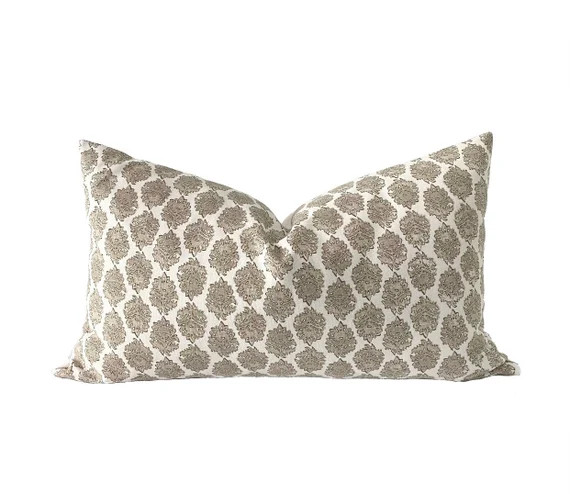 Indian Floral Block Print Pillow Cover  SIERRA  Boho | Etsy | Etsy (US)