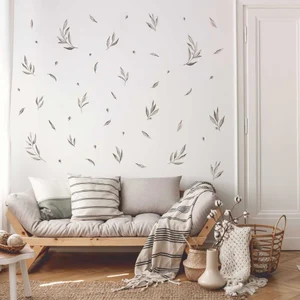 Botanical Olive Leaves and Branches Wall Decals, Plastic-Free Wall Stickers | Etsy (US)