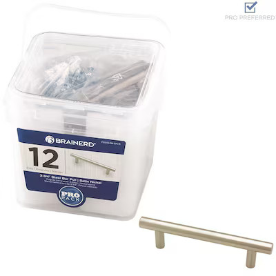 Brainerd Bar 12-Pack 3-3/4-in Center to Center Satin Nickel Cylindrical Bar Drawer Pulls Lowes.co... | Lowe's