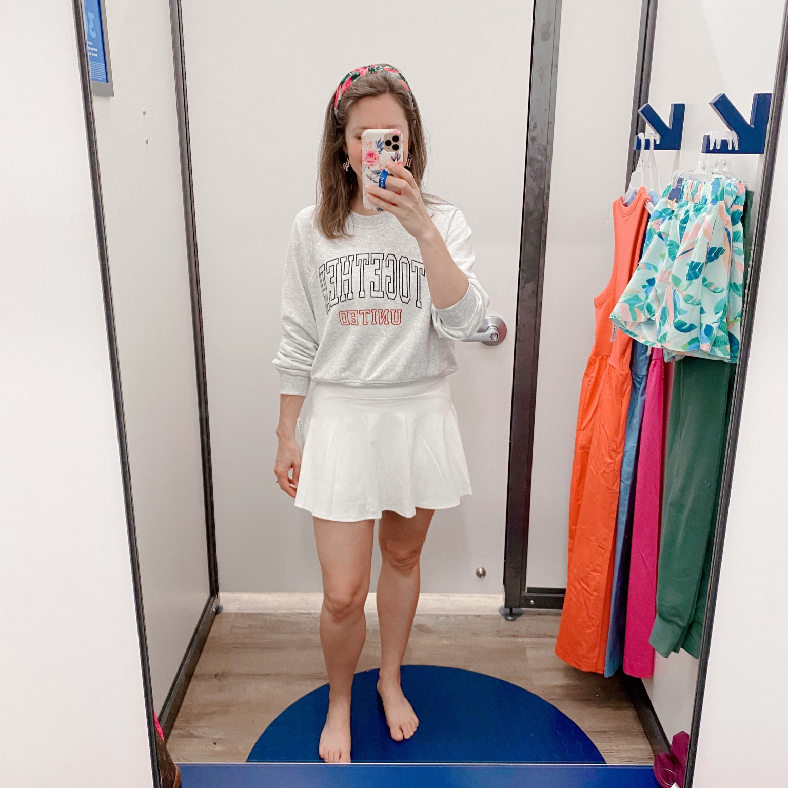 Old Navy active skirt. Wearing a M. Size up in these if you are pear shaped like me. 

Wearing an XS in the sweatshirt. Perfect weight for summer nights   

#LTKtravel #LTKsalealert #LTKSeasonal