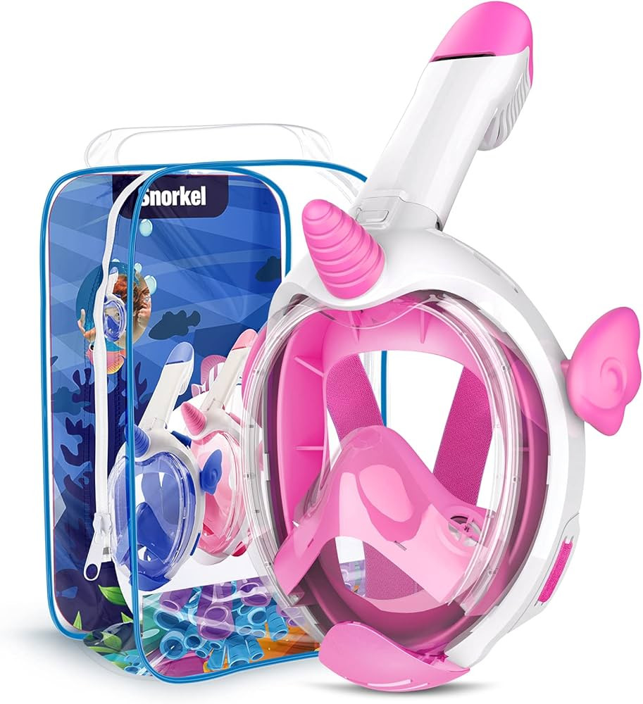 Kkdi Kids Snorkel Mask, Full Face Snorkel Mask for Kids 4-16, Foldable Dry Top Snorkeling Gear Sn... | Amazon (US)