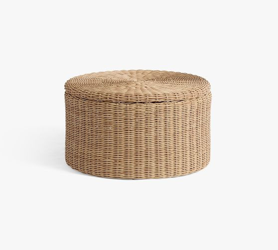 Huntington Wicker Round Outdoor Coffee Table with Storage (34") | Pottery Barn (US)