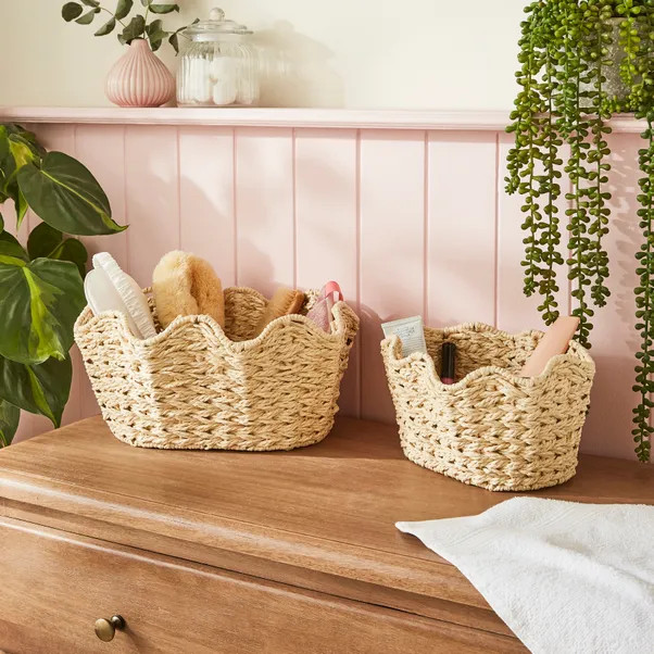 Set of 2 Wavy Shell Woven Storage Baskets | Dunelm