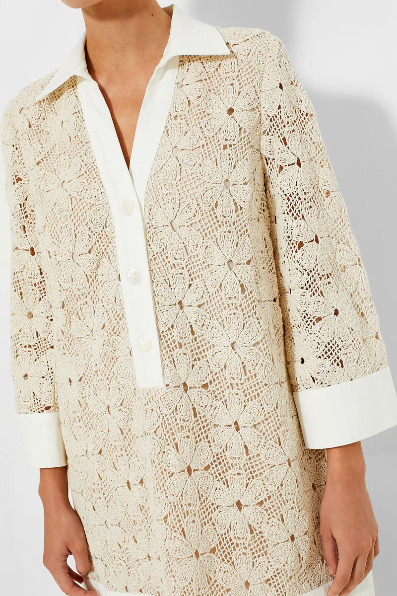 Tan Crochet Collier Dress | Tuckernuck (US)