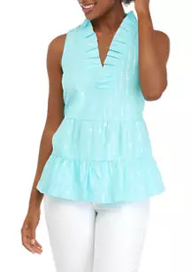 Women's Sleeveless Ruffle Neck Top | Belk