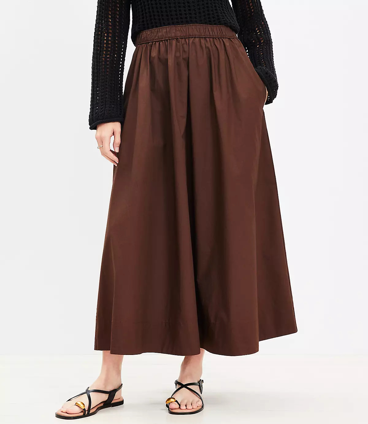 Poplin Pull On Maxi Pocket Skirt | LOFT