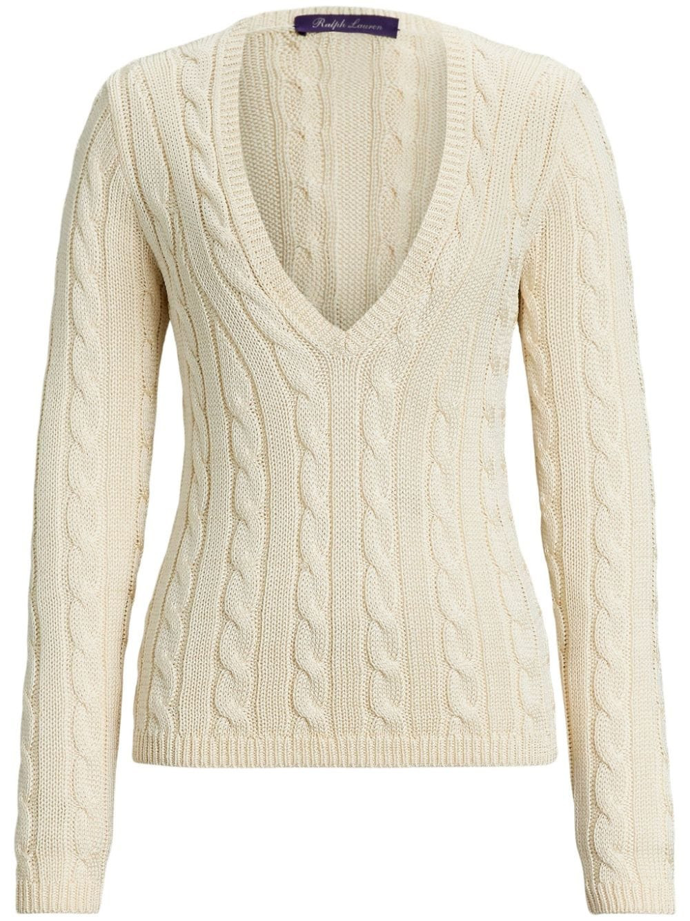 Ralph Lauren Collection cable-knit silk jumper - White | Farfetch Global