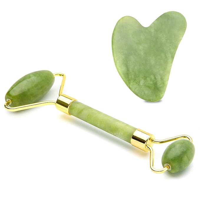 Jade Roller & Gua Sha Set, Wonderwin Jade Roller Gua Sha Board Massage Tool Set, Facial Skin Care... | Amazon (US)