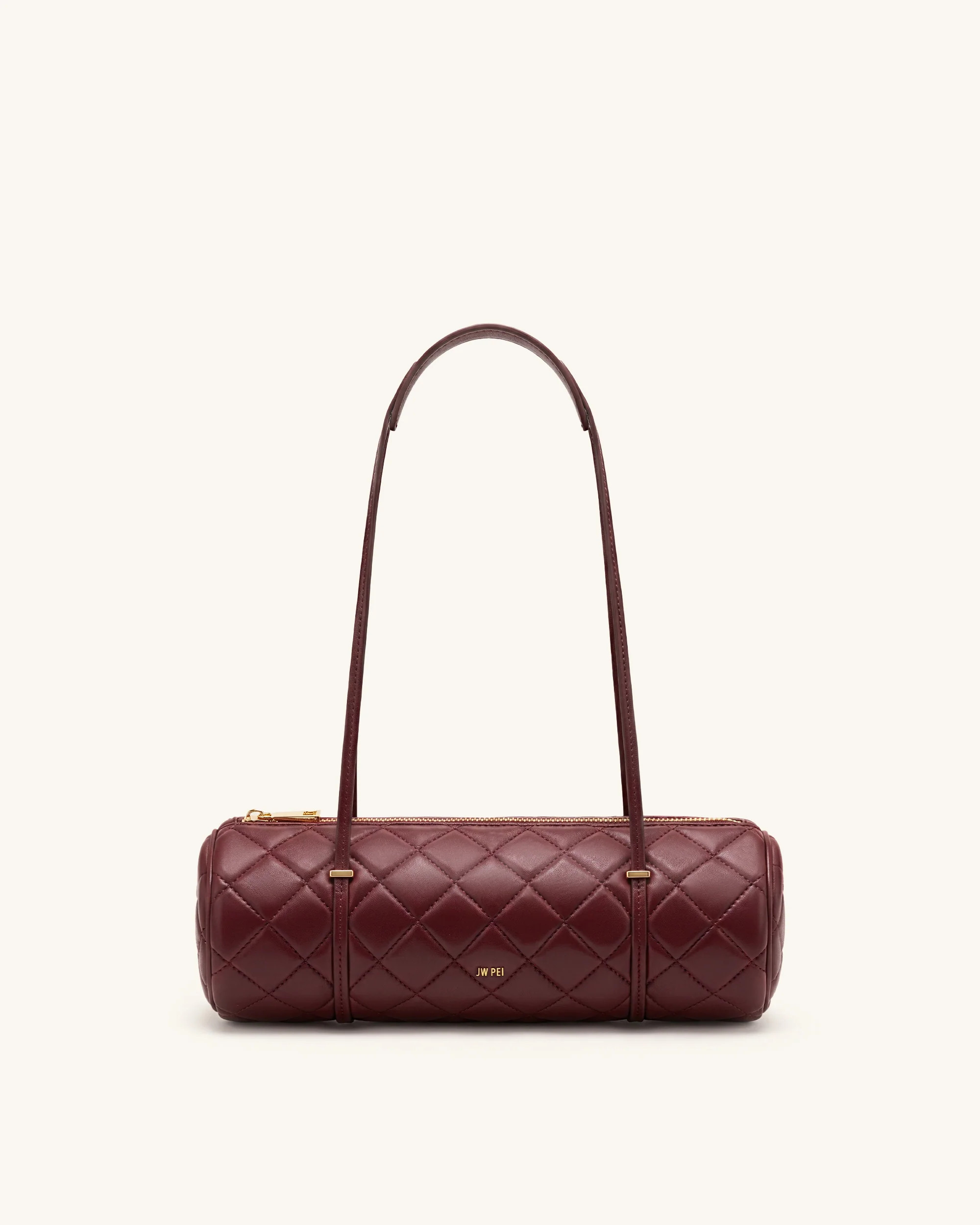 Marcella Quilted Cylinder Shoulder Bag - Burgundy | JW PEI US