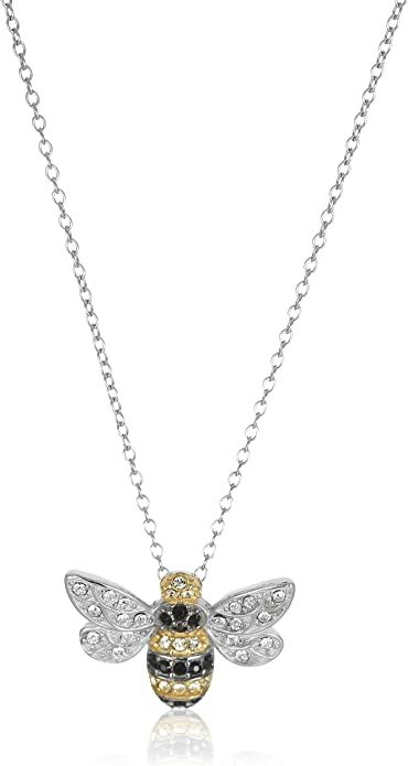 Sterling Silver Bumblebee Pendant Necklace Made with Swarovski Crystal (18") | Amazon (US)