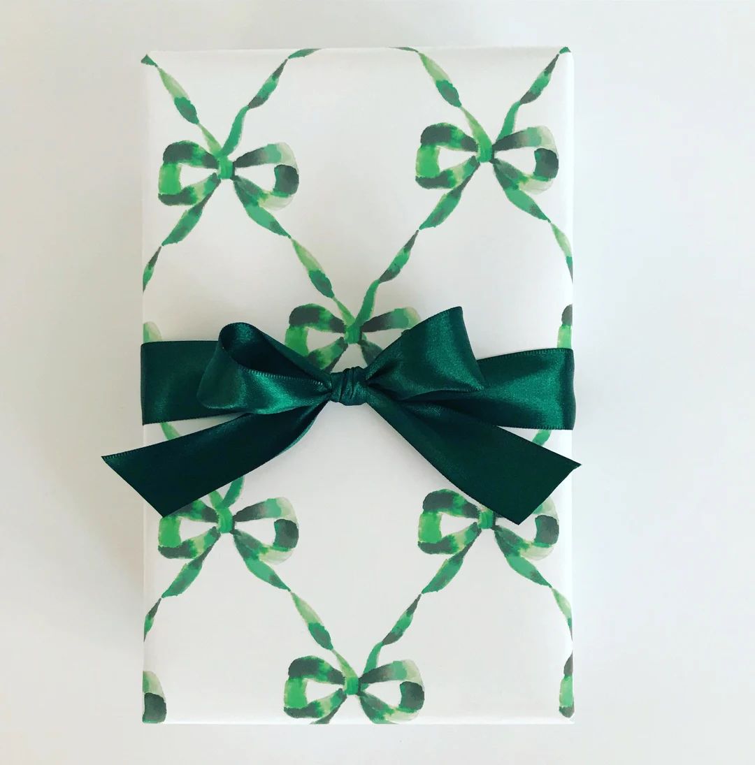 Wrapping Paper: Hunter Parisian Bows {Gift Wrap, Birthday, Holiday, Christmas} | Etsy (CAD)