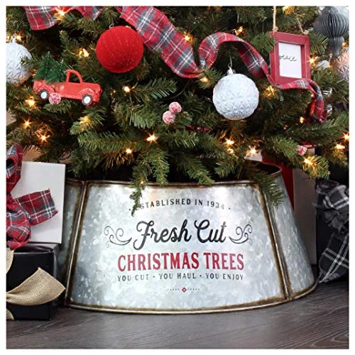 AuldHome Galvanized Metal Christmas Tree Collar (23-Inch Diameter Base); Small Size for Short Tre... | Walmart (US)