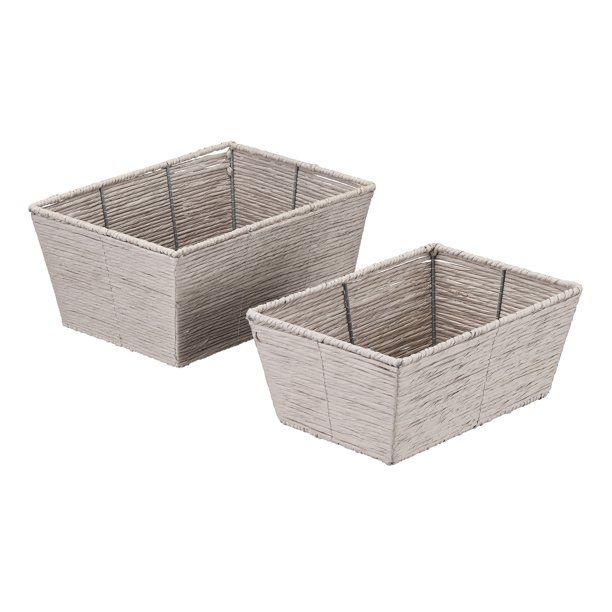 Mainstays Twisted Paper Rectangular Basket, Set of 2 | Walmart (US)