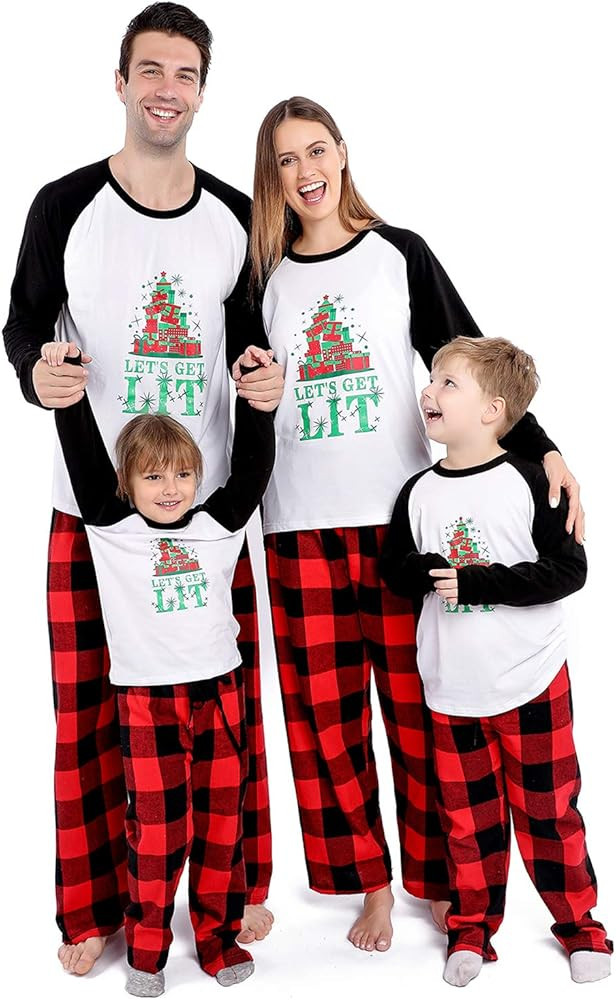 Matching Christmas Pajamas Set for Family, Holiday Cute Letter Printed Pjs Xmas Pajama Sleepwear ... | Amazon (US)