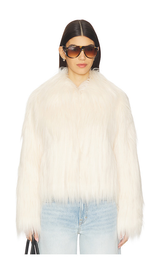 LoveShackFancy Fallon Faux Fur Jacket in Ivory. Size S | Revolve Clothing (Global)