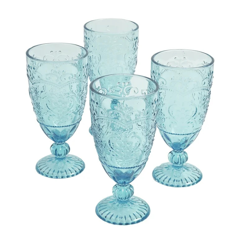 The Pioneer Woman Amelia 4-Piece Glass 14.7-Ounce Goblet Set, Teal - Walmart.com | Walmart (US)