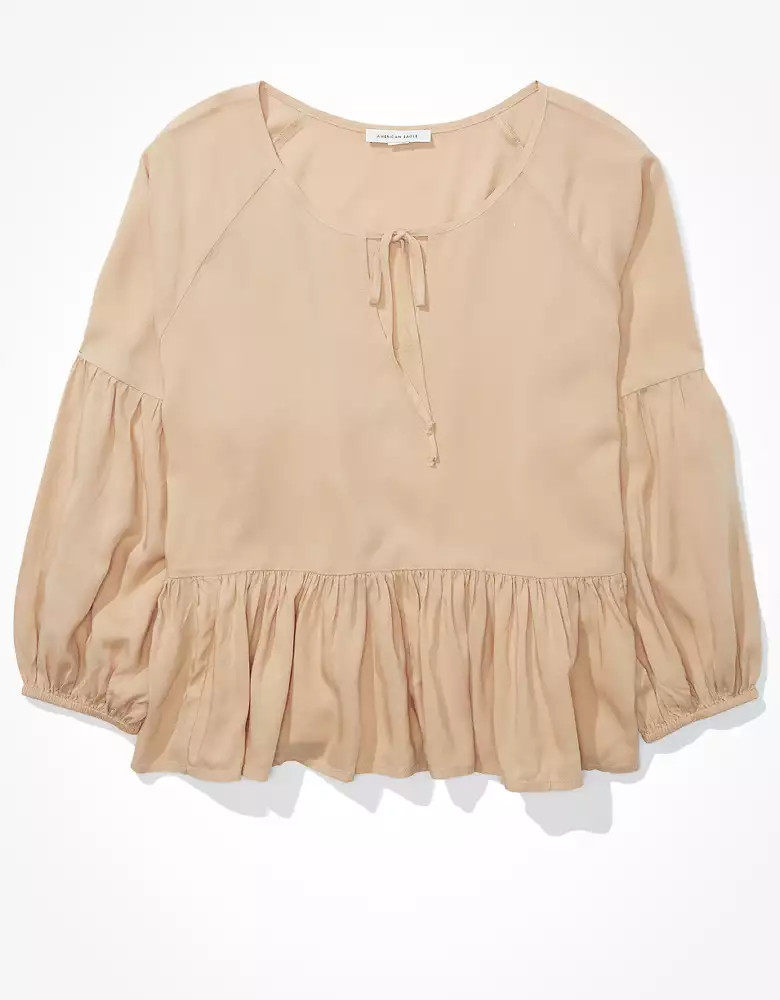 AE Notch Neck Babydoll Top | American Eagle Outfitters (US & CA)