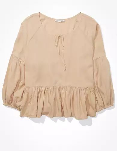 AE Notch Neck Babydoll Top | American Eagle Outfitters (US & CA)